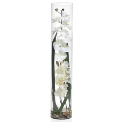 Faux Orchid In Glass Vase