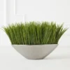 Faux Grass In Silver Pot