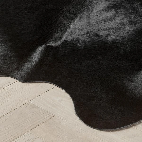 Anton Hair On Cowhide Rug - Black - Image 3