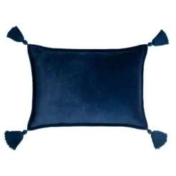 Velvet Tassle Lumbar Pillow - Navy